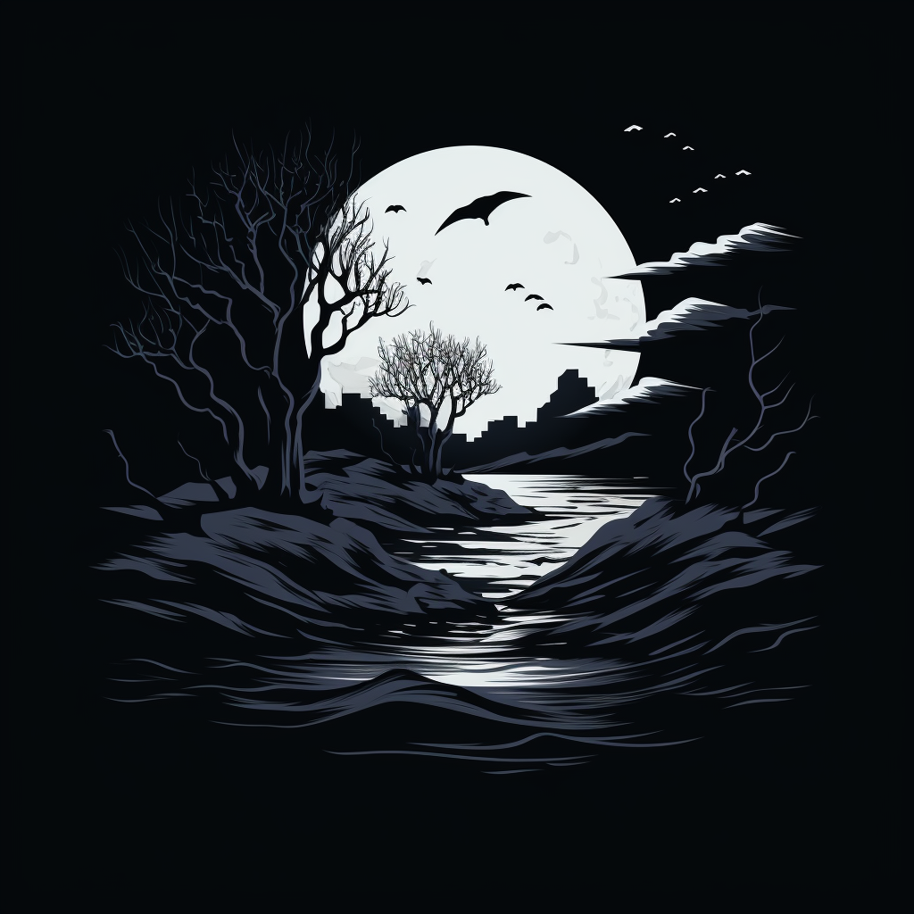 Haunted ocean coast logo design