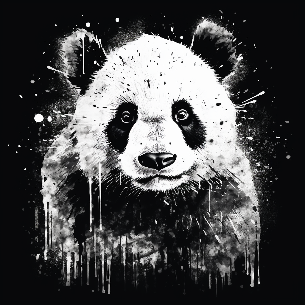 Adorable panda painting on a t-shirt