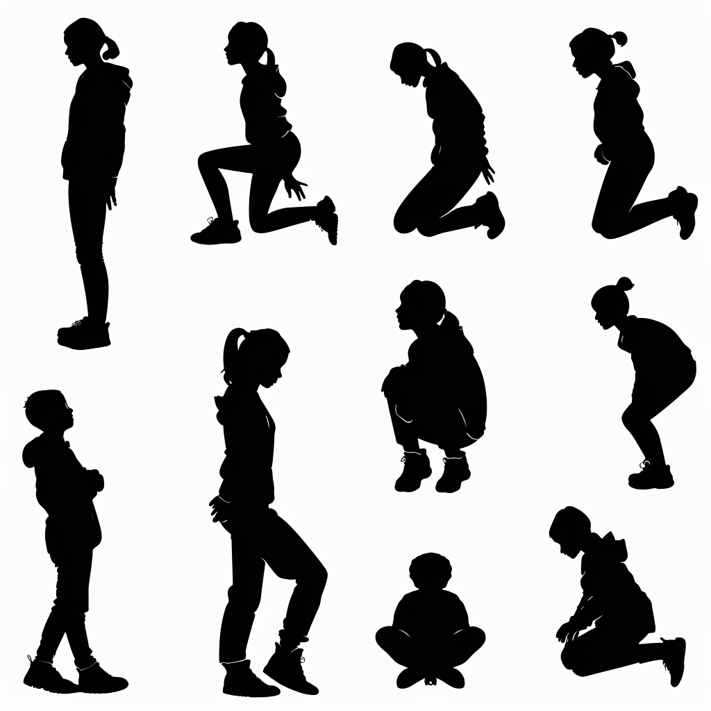 Person silhouette in various stances