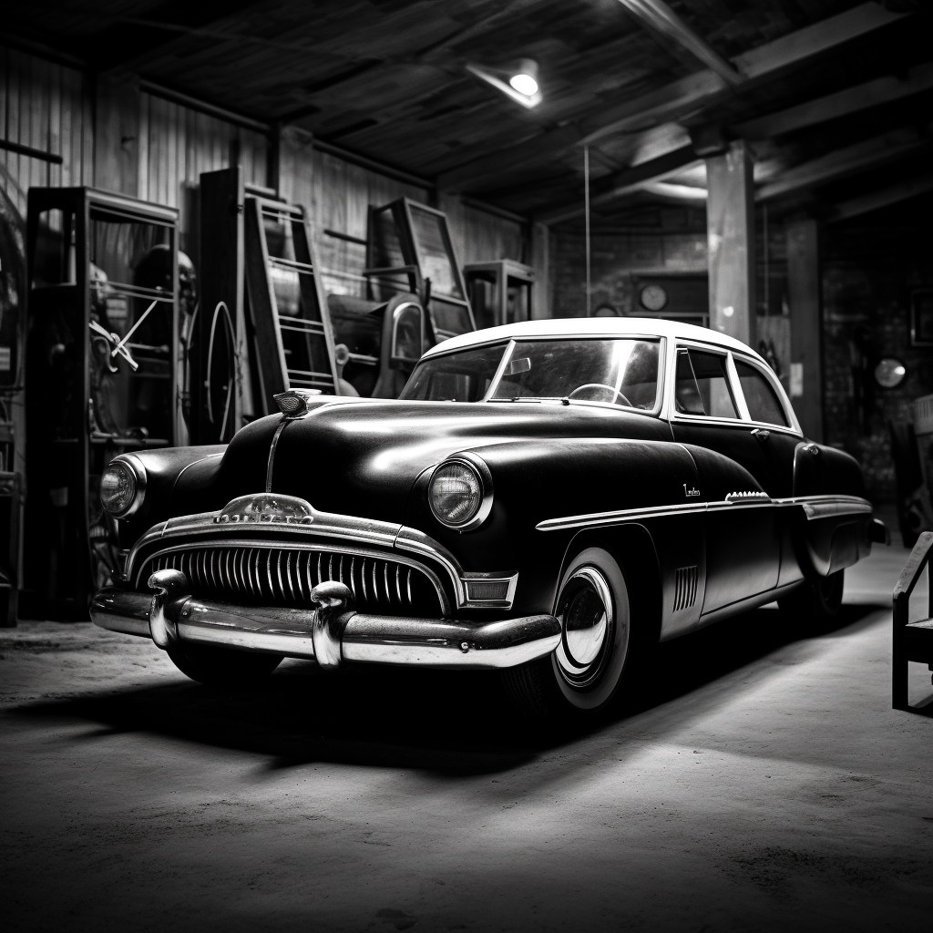 Old Classic Car in Garage