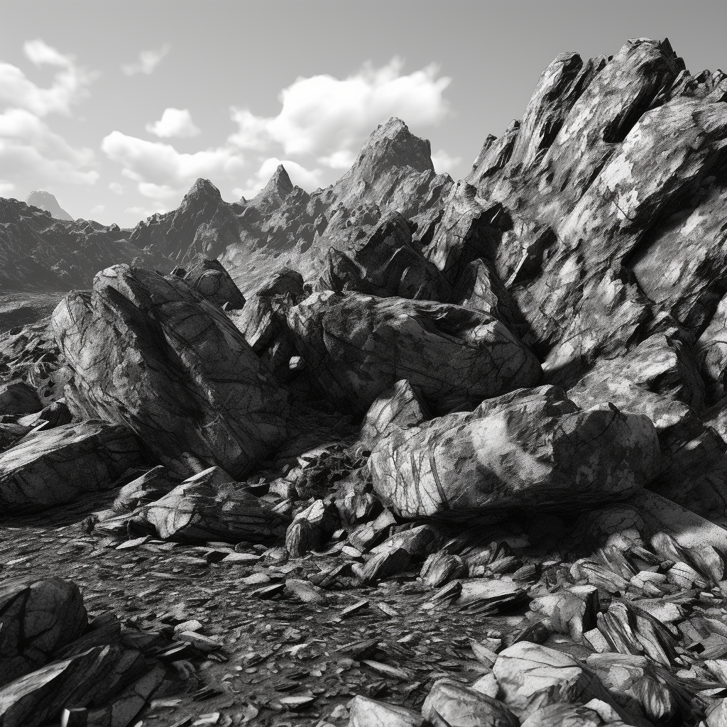 Highly detailed black and white rocky texture