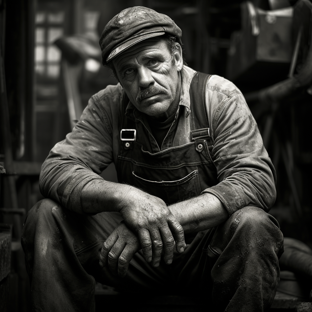 Romantic black and white photograph inspiring tradesmen