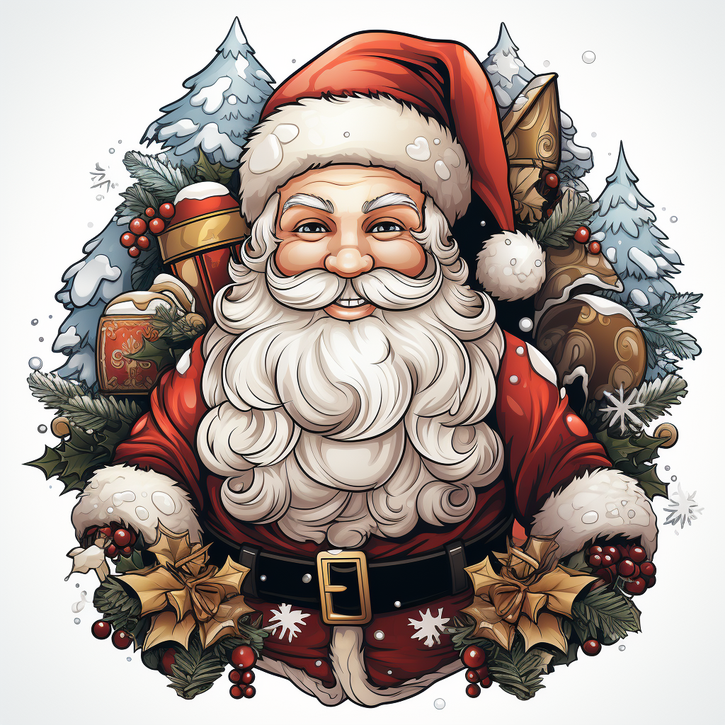 Black and white Santa Claus for a color book