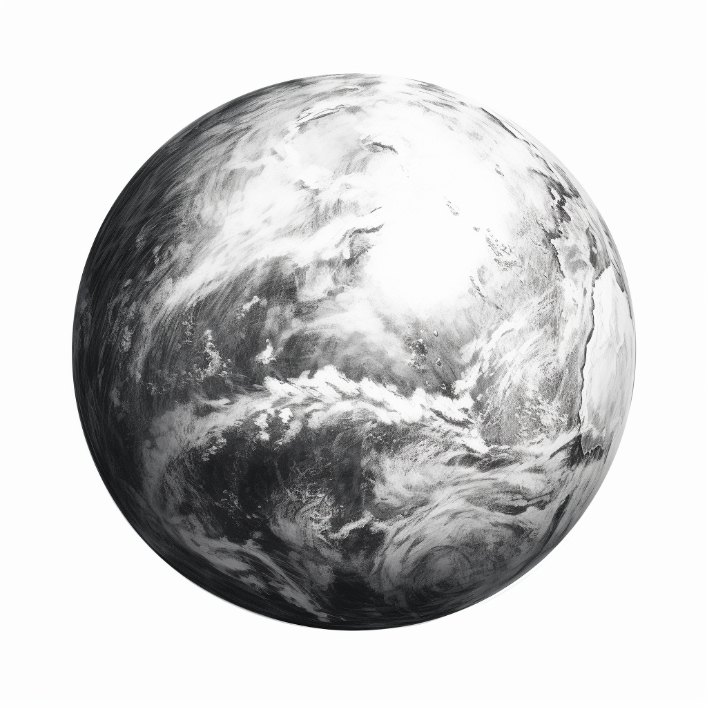 Black and white sketch of planet earth