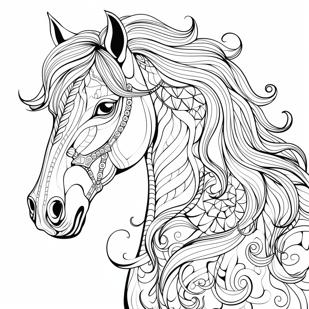 Smiling horse zentangle line art