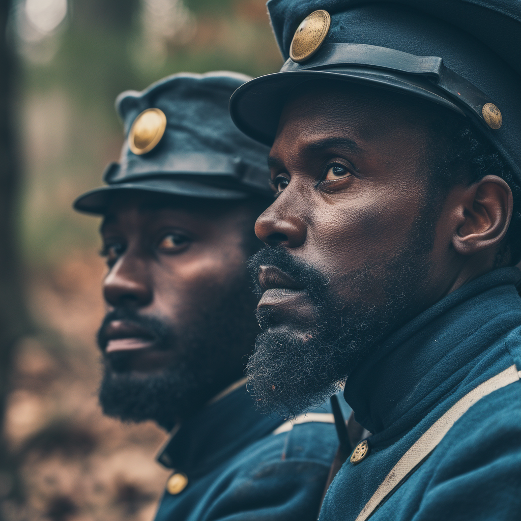 Historical Image of Black and White Soldiers in Union Army