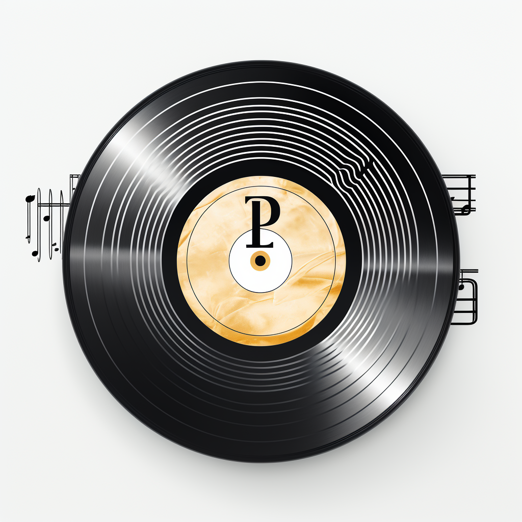 Music record logo in black and white