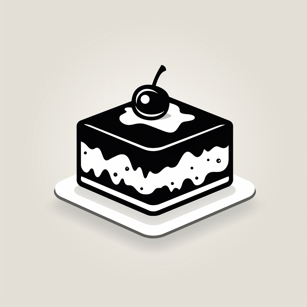 Black and white square cake icon