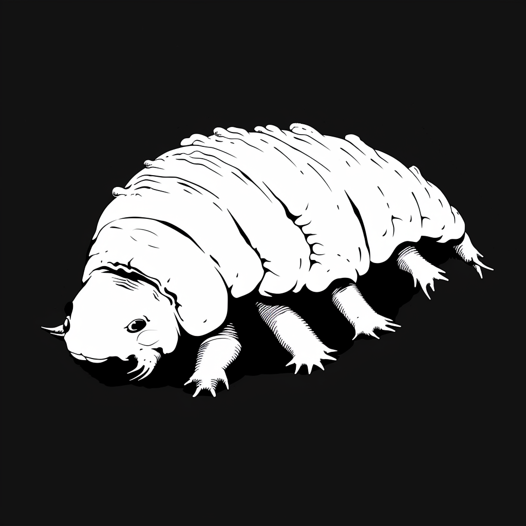 Black White Tardigrade Silhouette Illustration