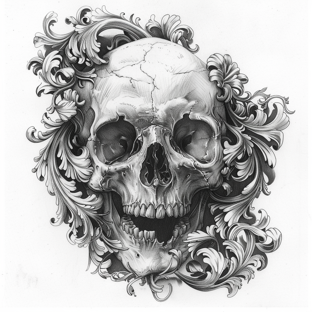 Black White Skull Tattoo