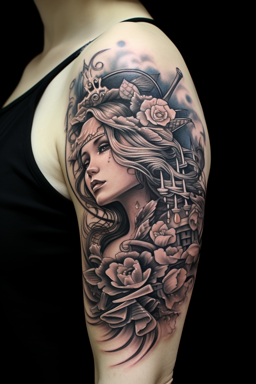 Stunning black and white tattoo ink art