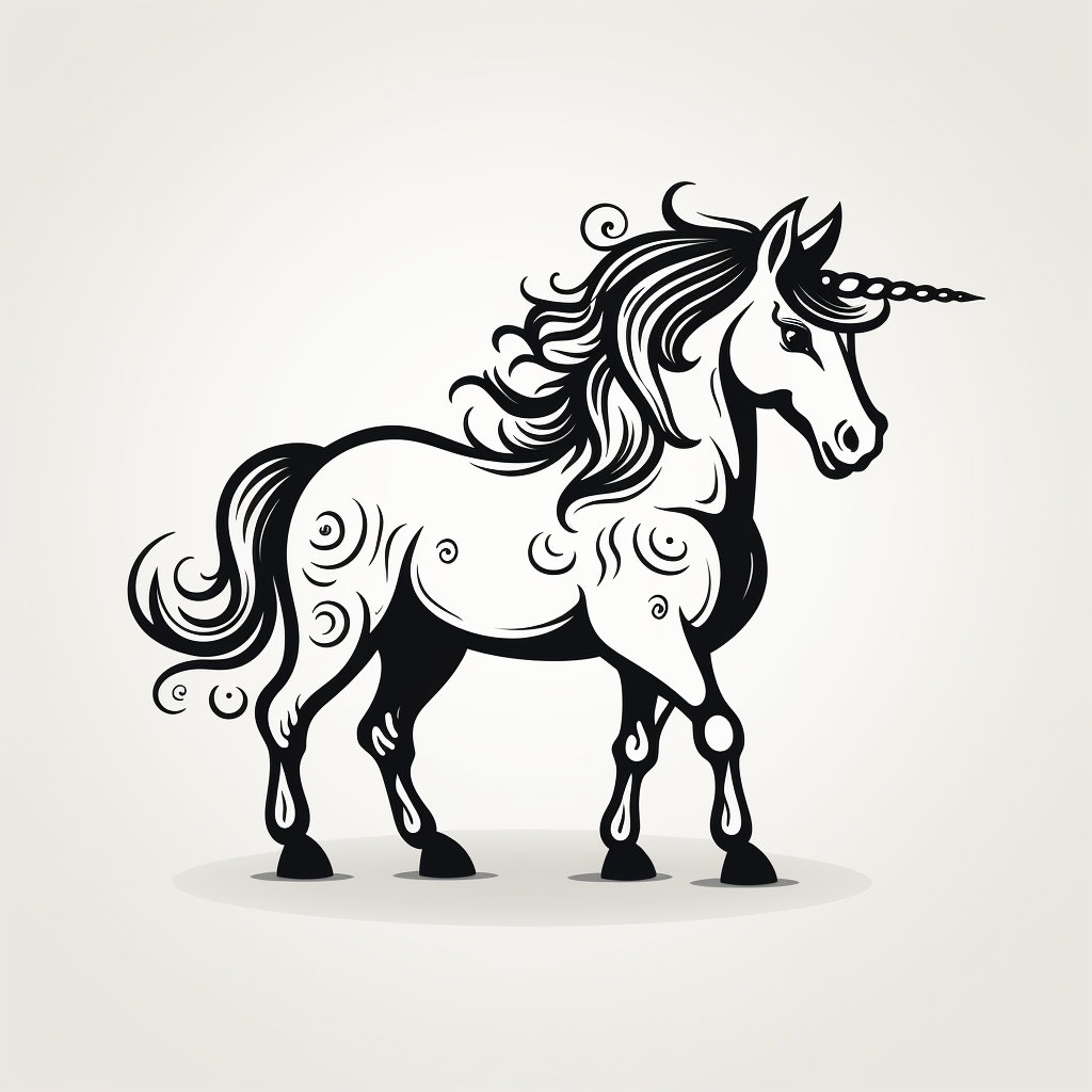 Black and White Unicorn Illustration