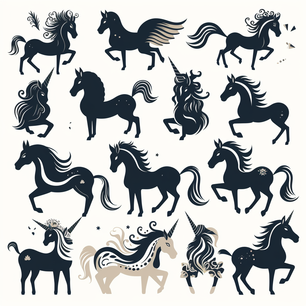 Black White Unicorn Vector