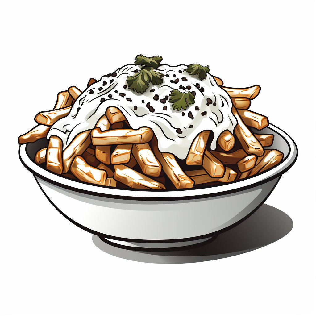 Black and white poutine icon