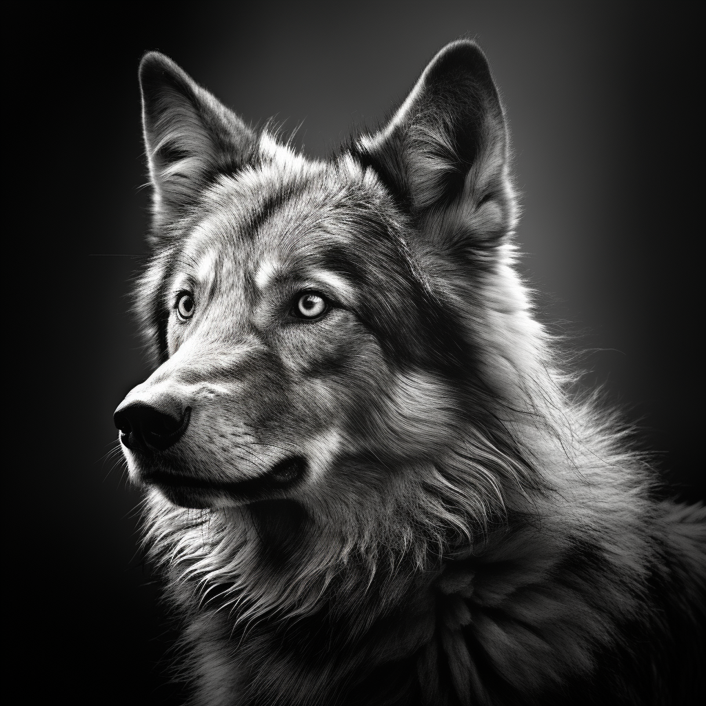 Black and White Wolf Pencil Art  ?️