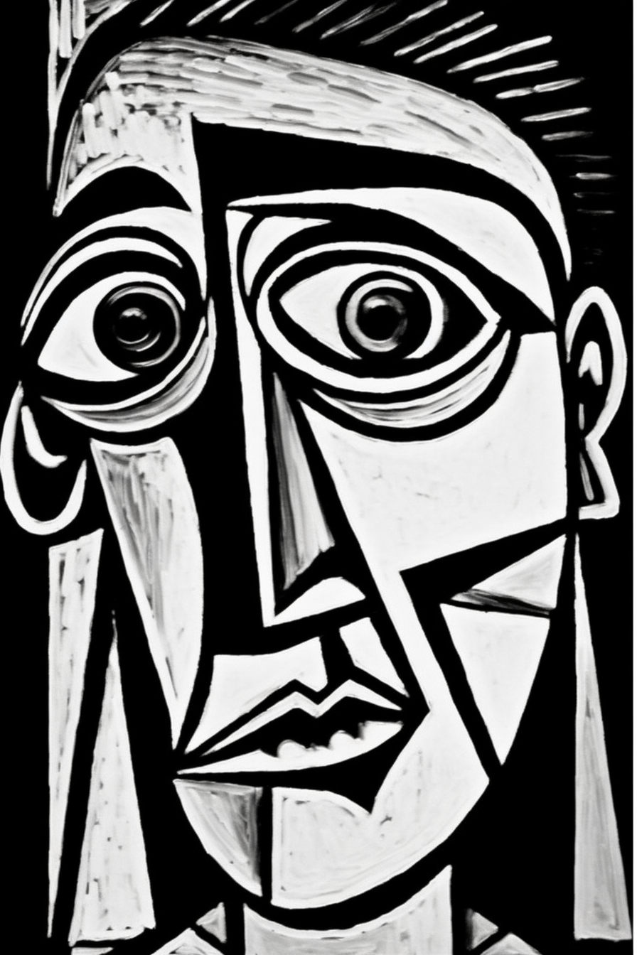 Intricately Detailed Woodblock Print Portrait by Picasso