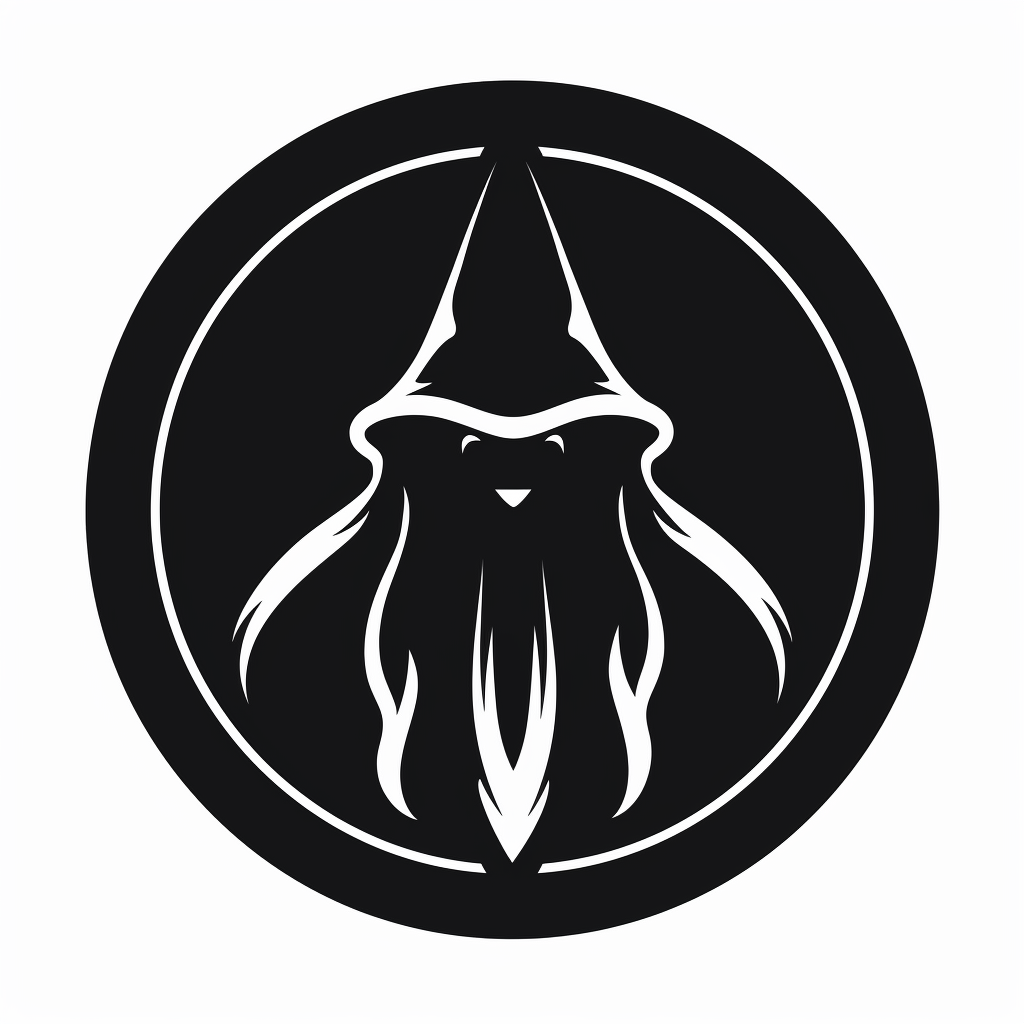 Black wizard logo icon on white background