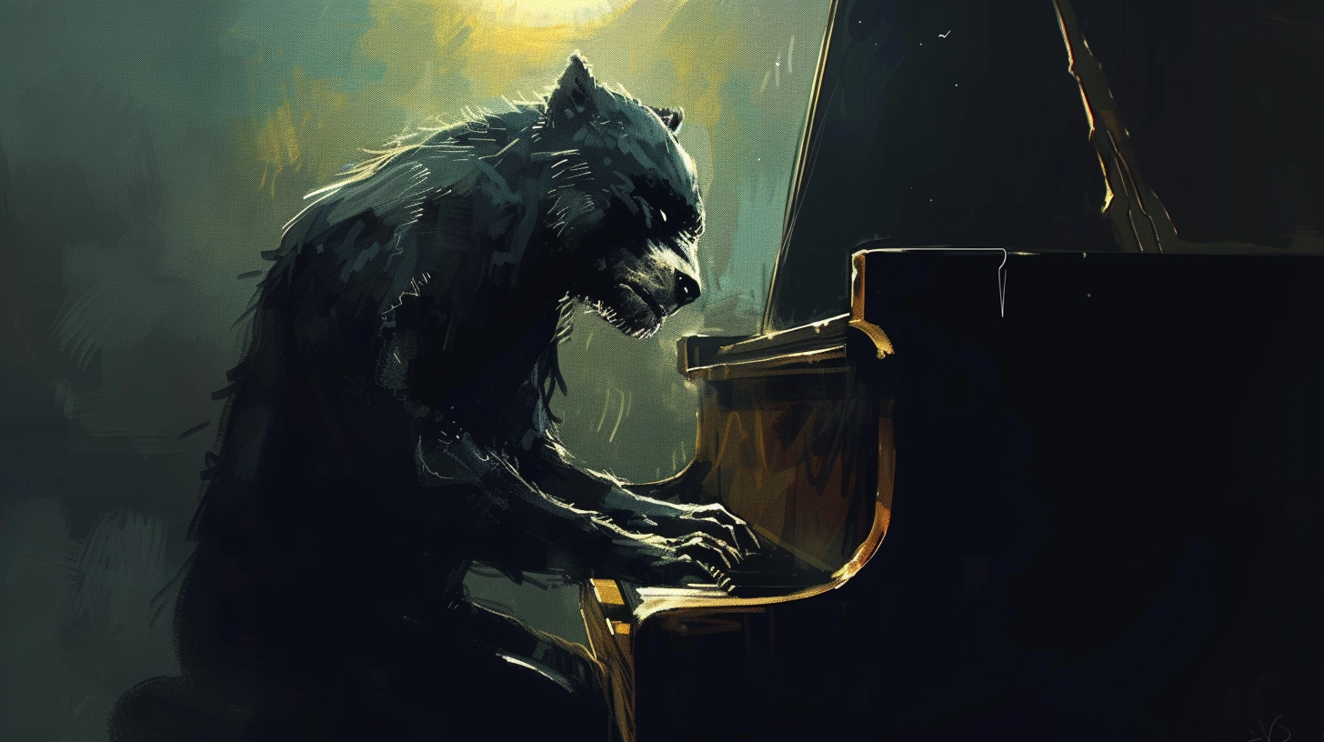 Black Wolverine Playing Piano