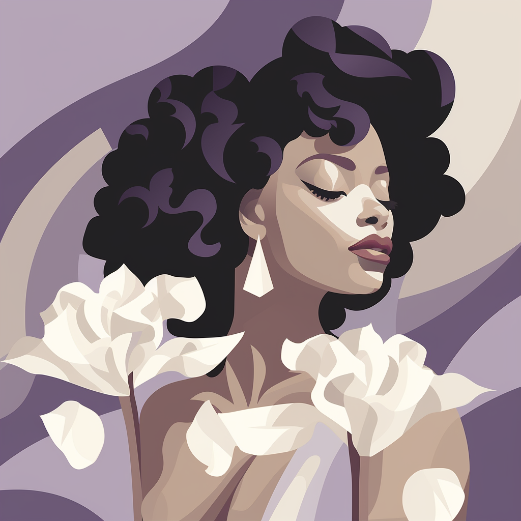 Afro-haired Black Woman with Calla Lilies