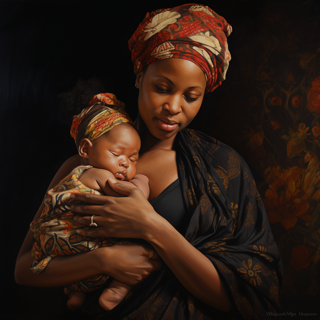 Black woman holding baby hand