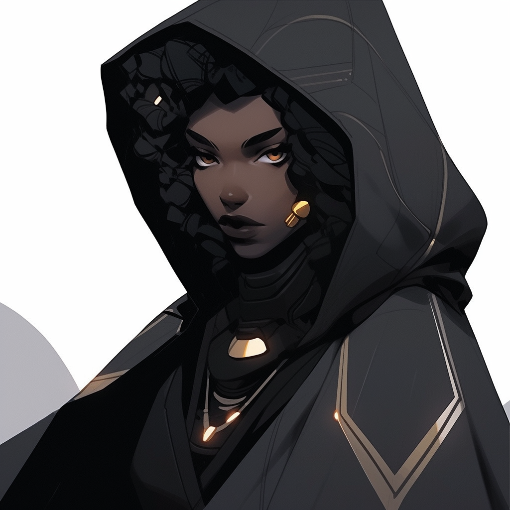 Stylish Black Woman Guardian Controlling Shadows