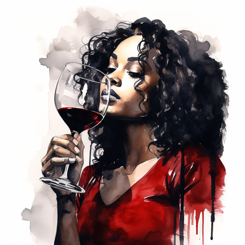 Black woman enjoying red wine