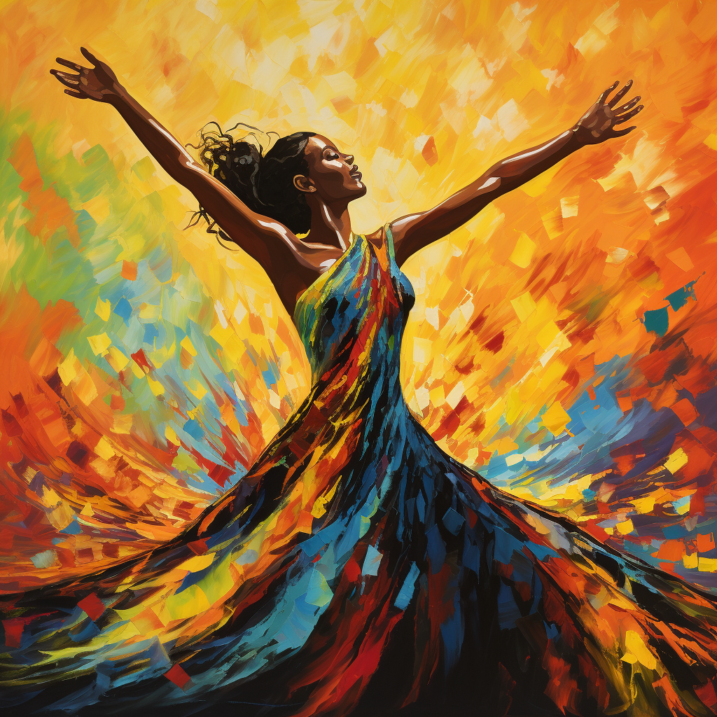 Black woman dancing with joy and freedom