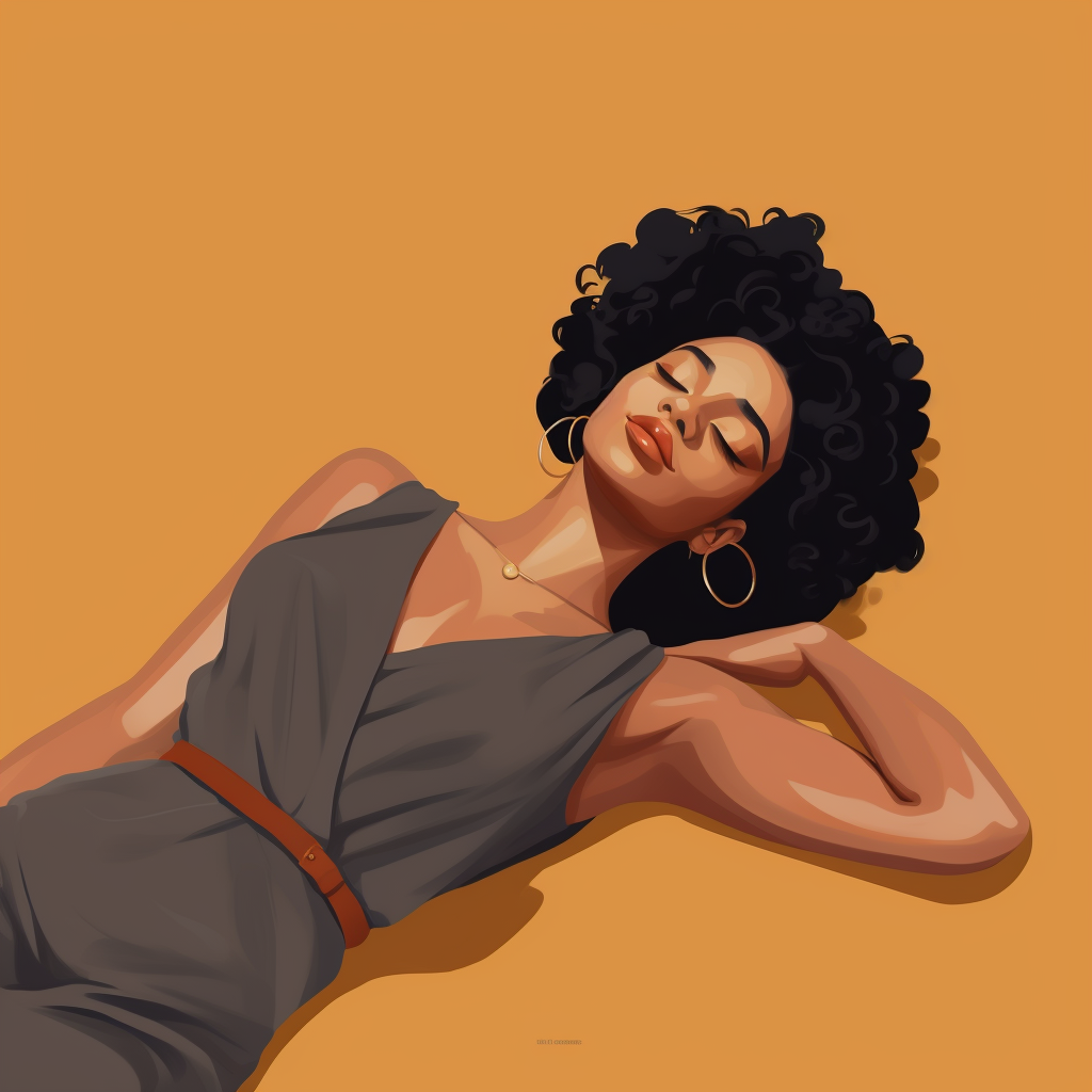 Vector illustration of a black woman laying on her side