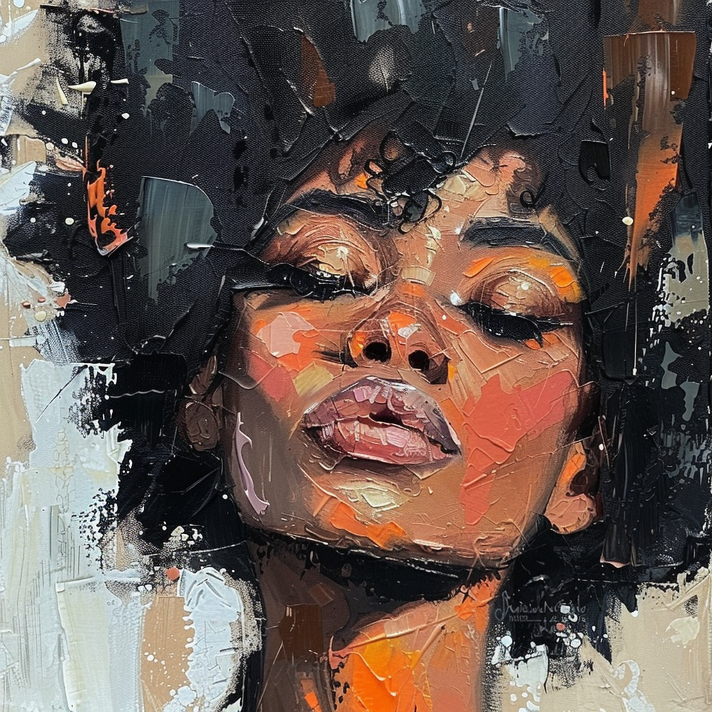 Black woman with thick brushstrokes