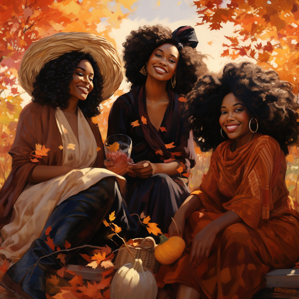 Black women enjoying the fall season