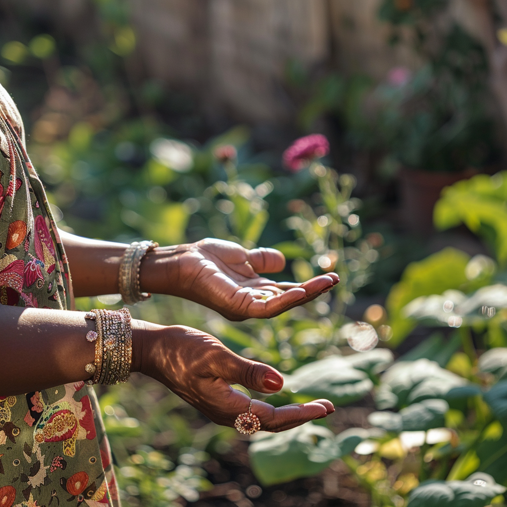 Black women's hands in Gyan Mudra