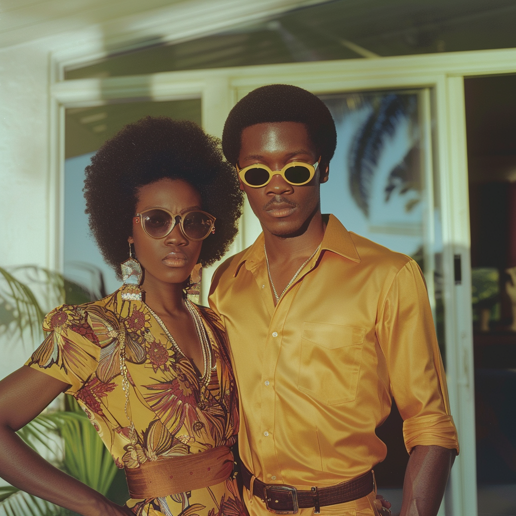 Black couple in 1970s attire