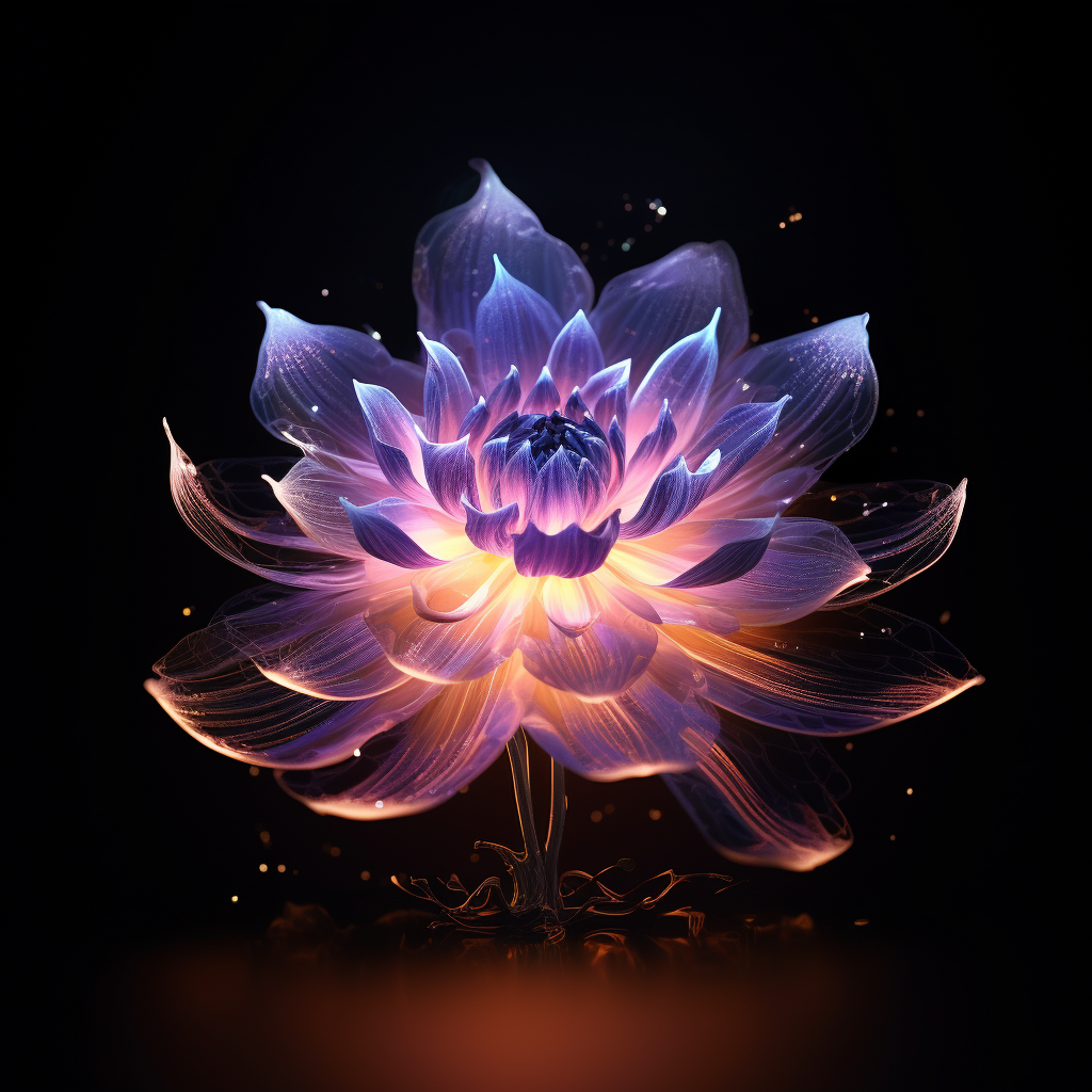 Shimmering flower in neon lights
