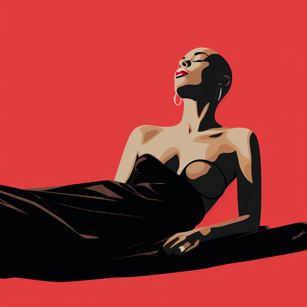 Black bald woman laying on side illustration