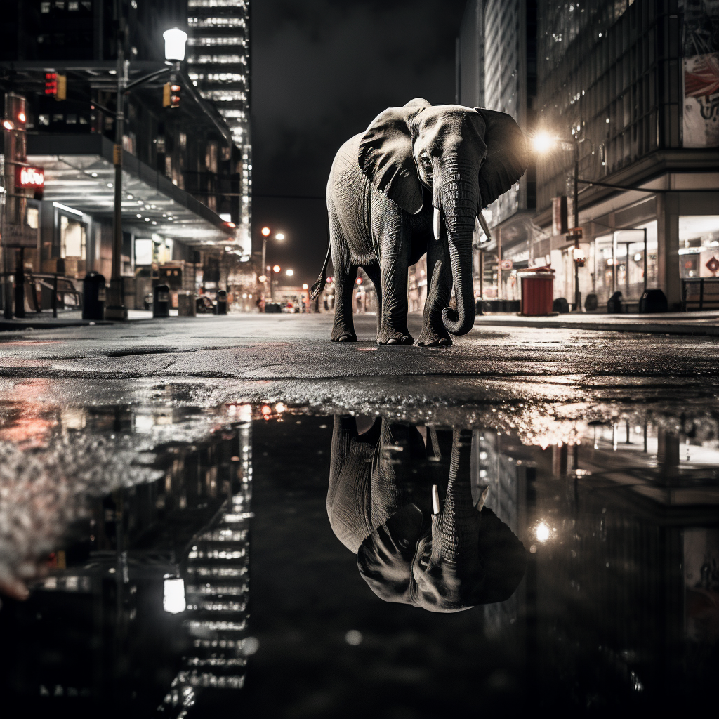 Black Elephant under Full Moon