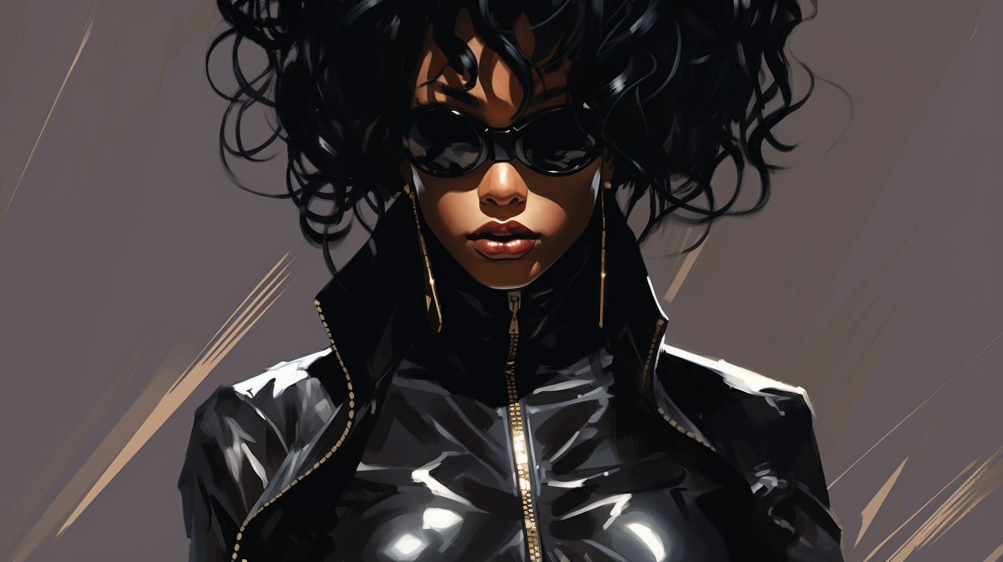 Stylish black female assassin illustration