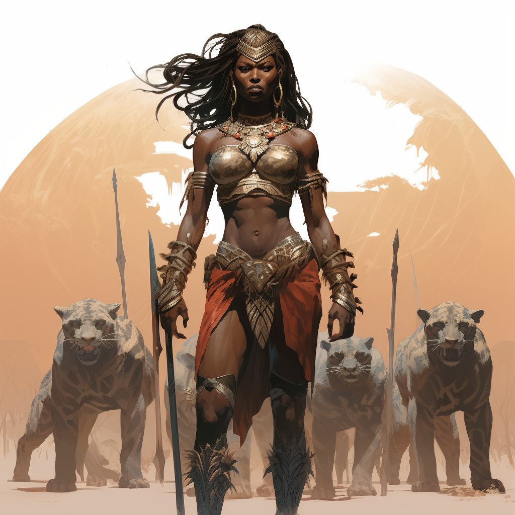 Black Superhero Commanding Animals in Tribal Costume