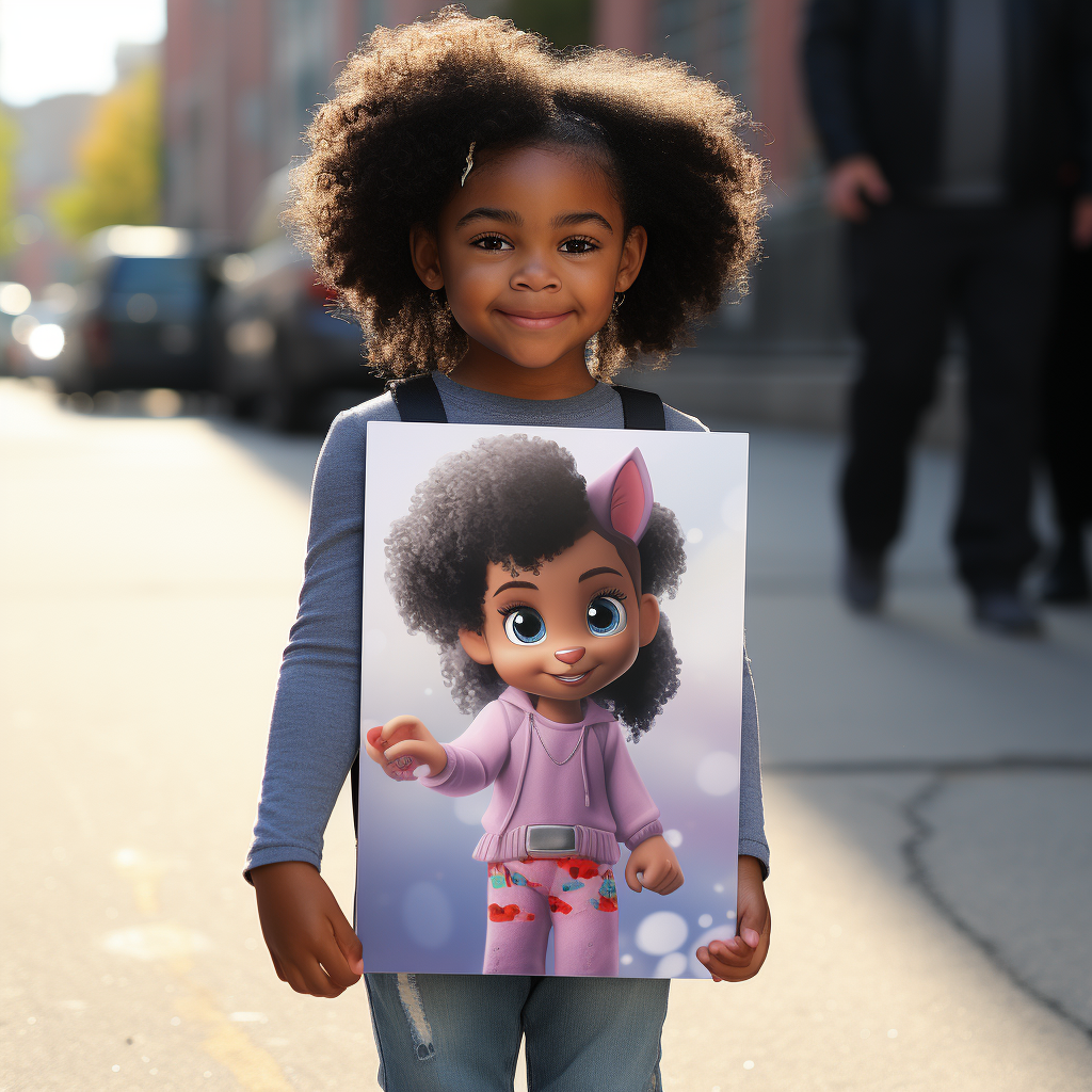 Black girl posing with Paw Patrol poster