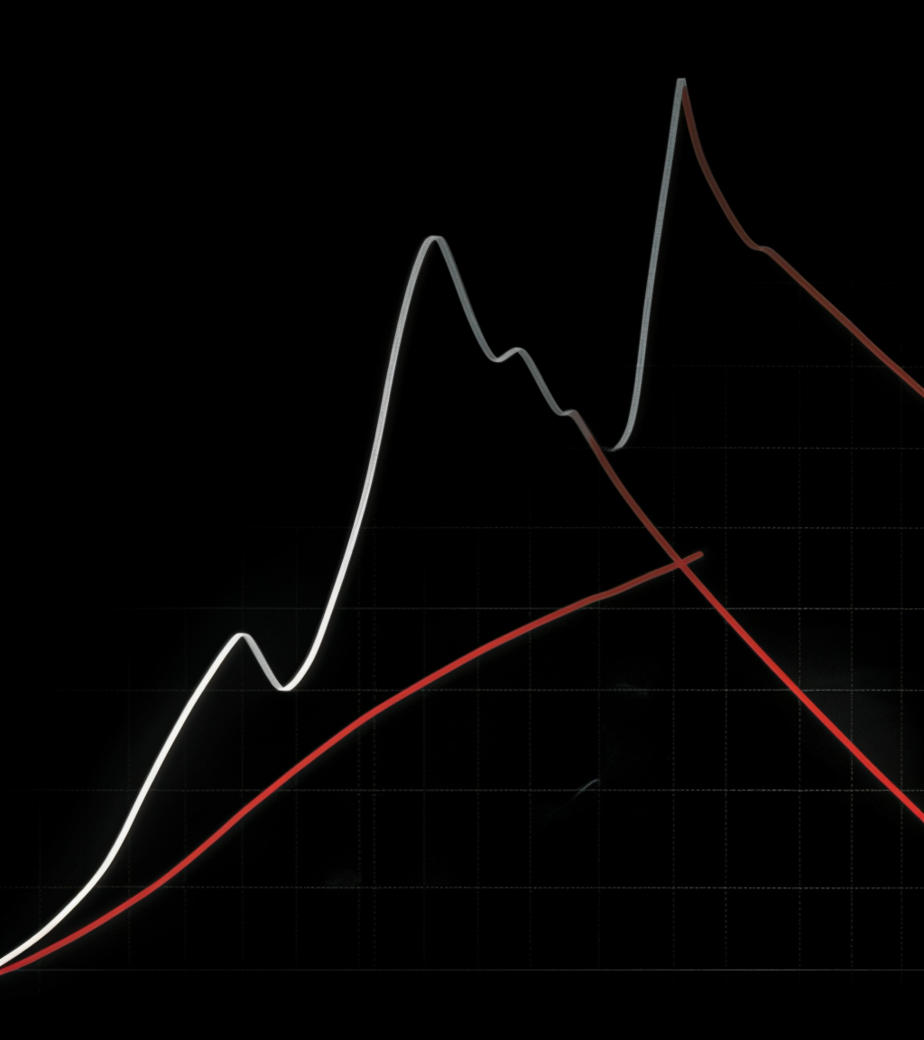 Black line graph showing downward trend