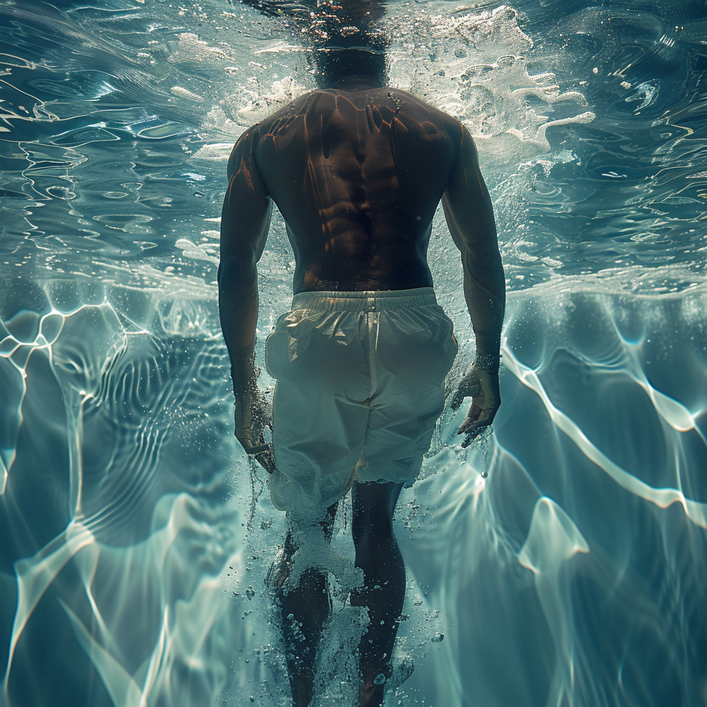 Black Man Gym Underwater Sinking