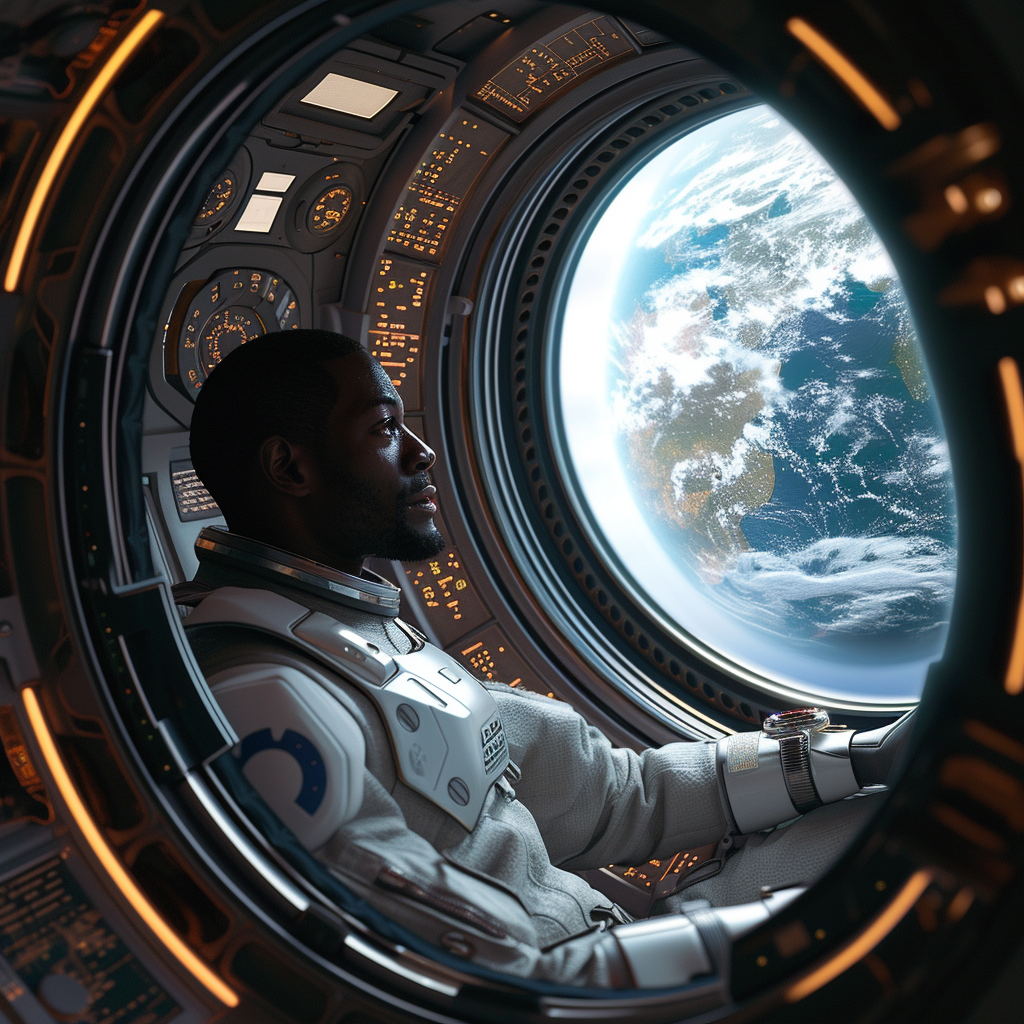 Wealthy Black Man Floating in Space