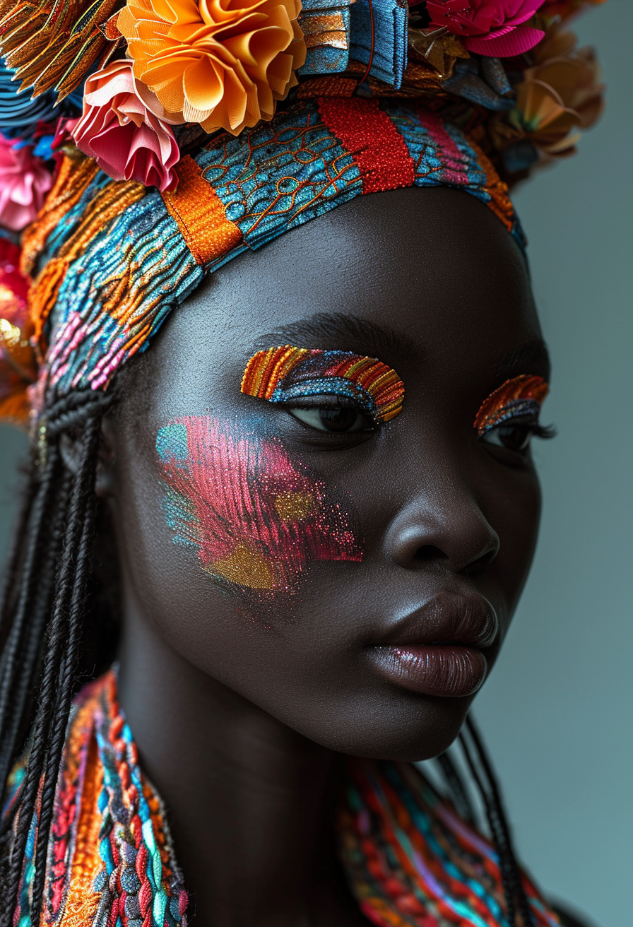 Black model with wooden hair