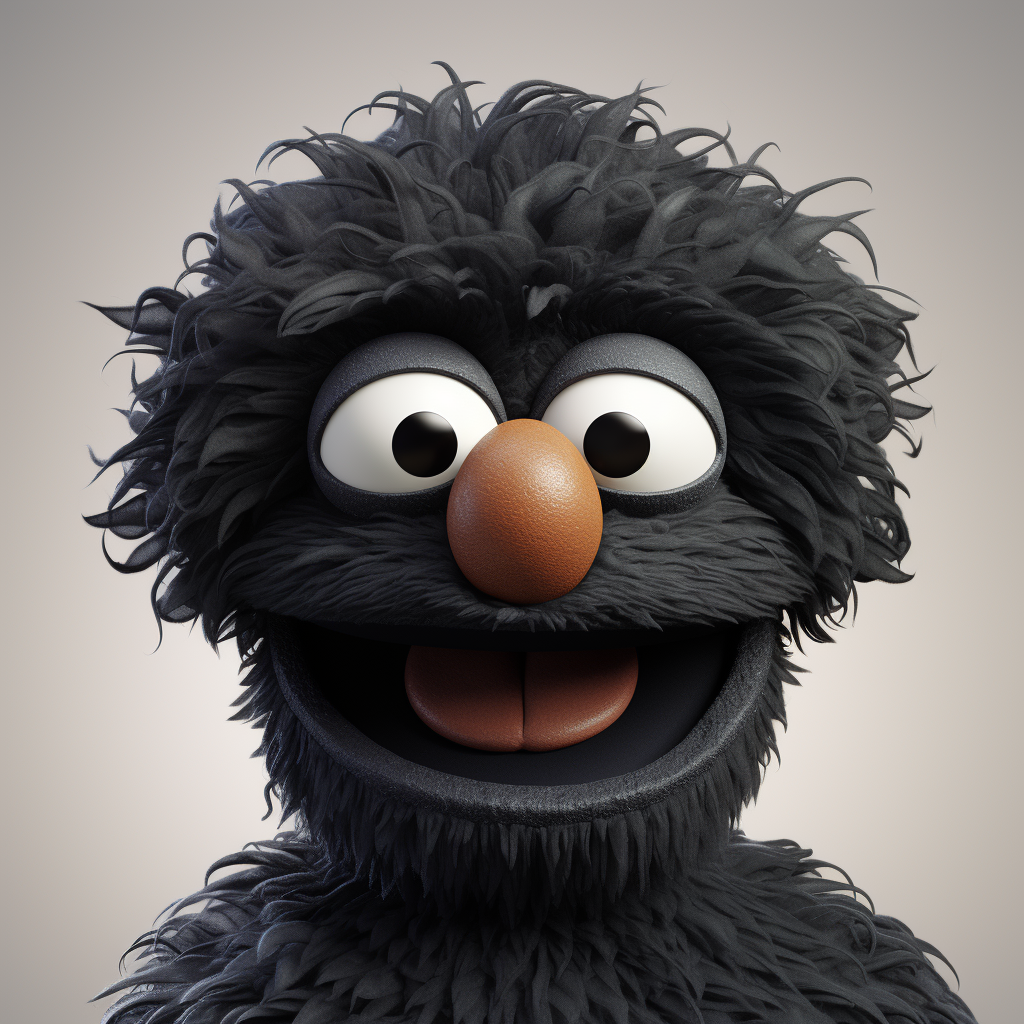 3D black muppet head