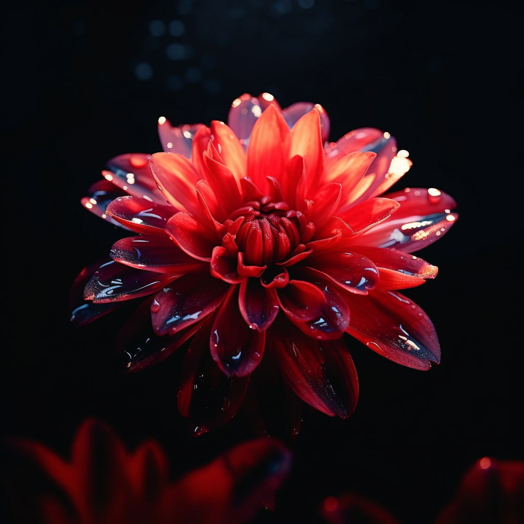 Mesmerizing black flower with neon light projection