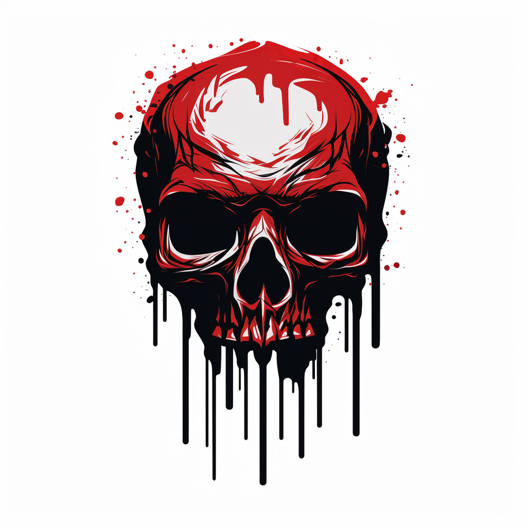 Black Skull logo with red blood on white background