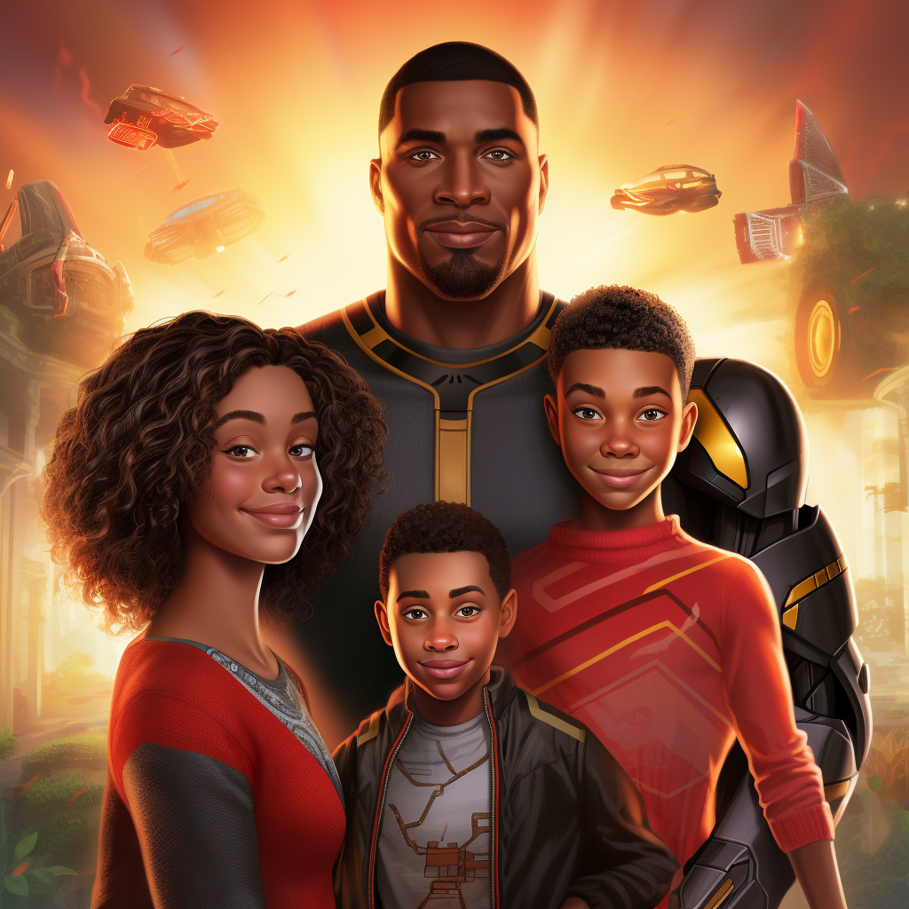 Image of a Strong Black Superhero Family