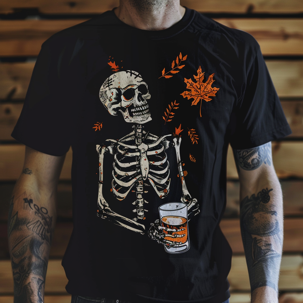 Skeleton Design on Black T-Shirt