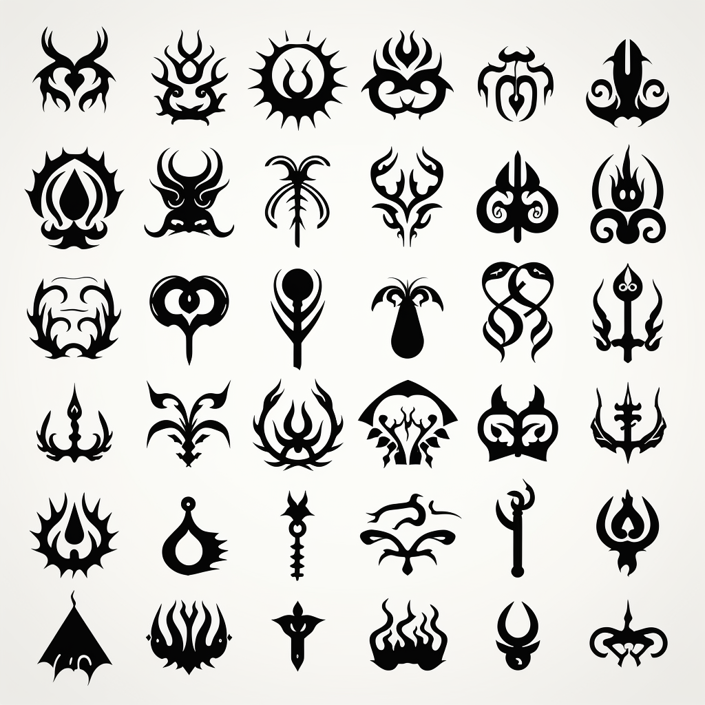 Black vector symbols for Dungeons & Dragons