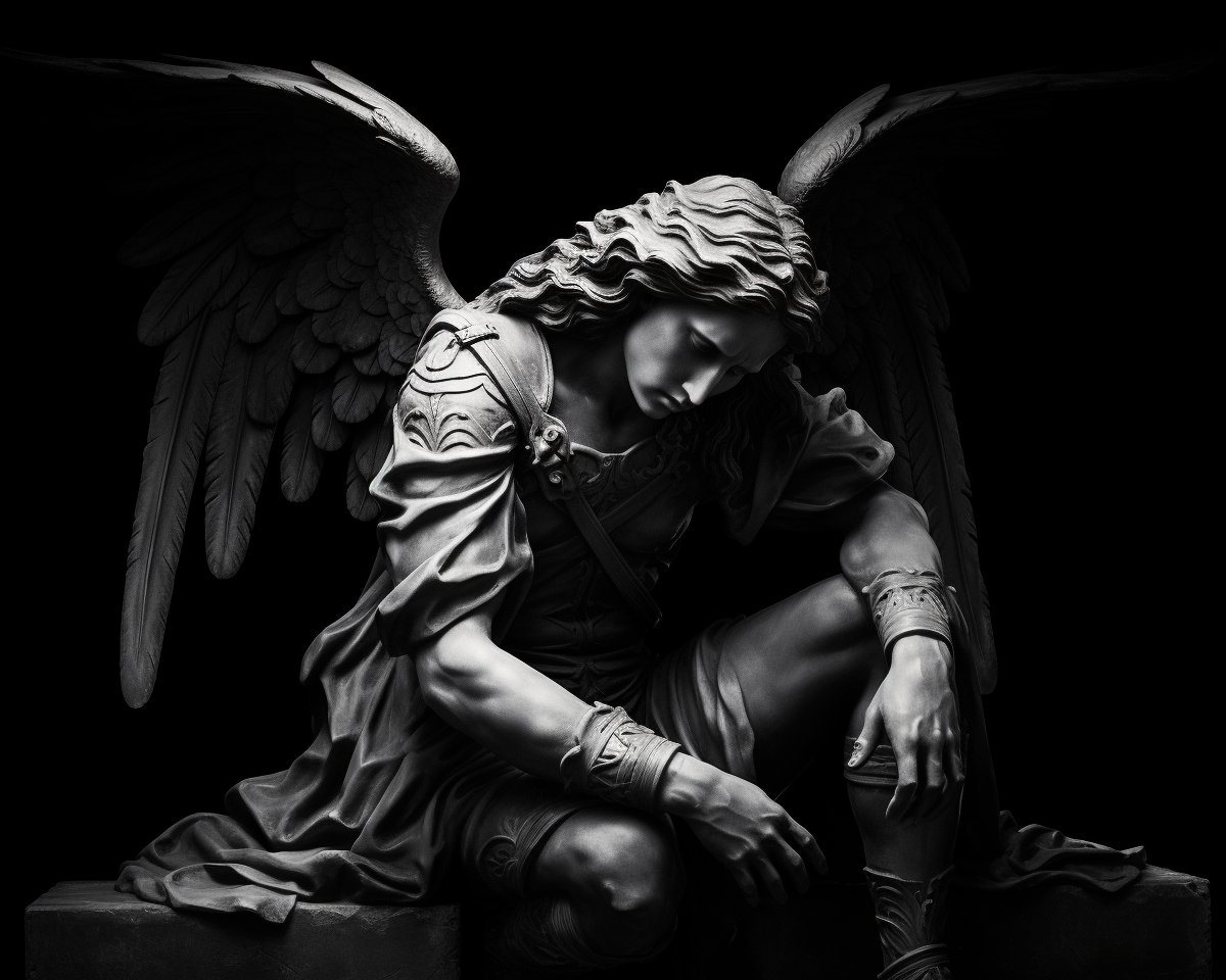 Black and White Angel Sculpture Side