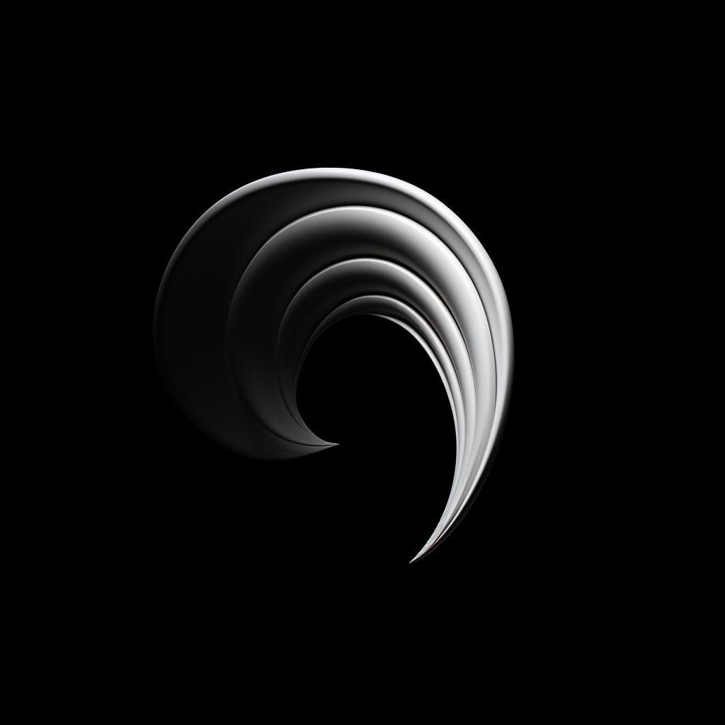 Black and White Ear Icon on Black Background